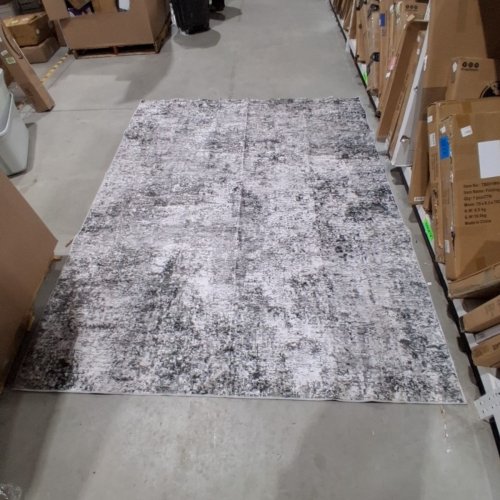 ABSTRACT AREA RUG - 106" X 83" - GRAY, WHITE, BLACK image 2
