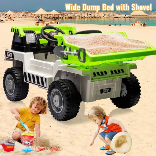 GARVEE RIDE-P SERIES KIDS ELECTRIC 12V RIDE ON DUMP TRUCK WITH REMOTE CONTROL - GREEN/WHITE (MODEL: PTO_0Z62) image 2