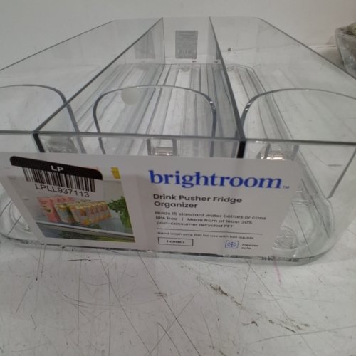BRIGHTROOM DRINK PUSHER FRIDGE ORGANIZER TRAY - 9.1" X 15" X 3.2" - TRANSPARENT image 2