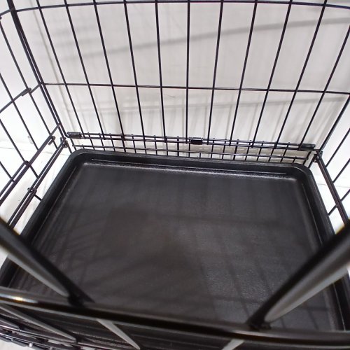 METAL FOLDABLE SINGLE DOOR DOG CAGE WITH REMOVEABLE TRAY - 18" X 14" X 12"- BLACK image 3