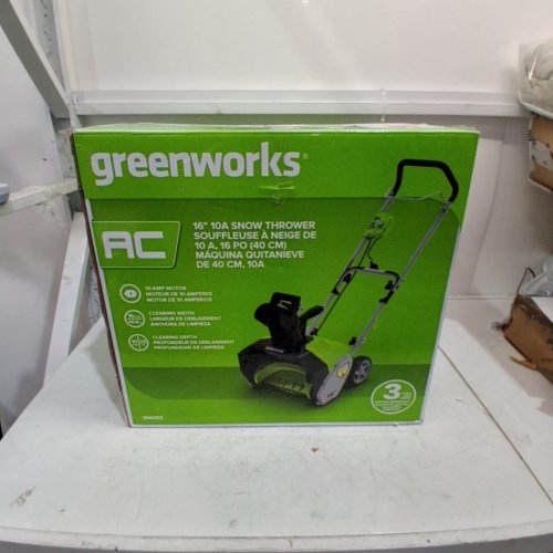 GREENWORKS CORDED SNOW THROWER - 10 AMP - 16" CLEARING WIDTH - GREEN/BLACK (MODEL: SNA103) image 6