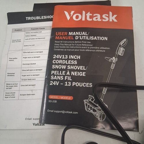 VOLTASK CORDLESS ELECTRIC SNOW SHOVEL WITH 1 BATTERY - 13" - 24V BLACK/ORANGE (MODEL: CSS001-130OR-CAVK) image 7