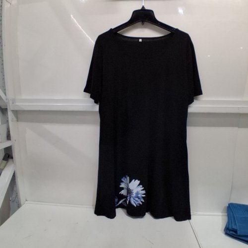 FLORAL PRINT SHORT SLEEVE DRESS - MEDIUM - BLACK image 2