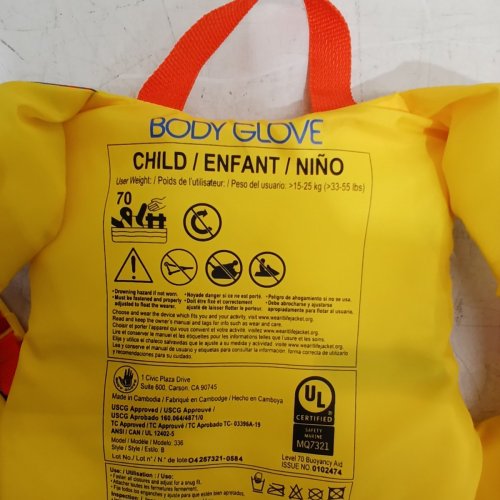 UNISEX BODY GLOVE CHILD BUOYANCY AID - 33-55 LBS - YELLOW/BLUE/RED (MODEL: 336) image 4