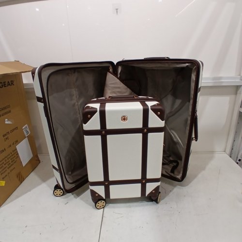 2PC SWISS GEAR THE VINTAGE TRUNK SPINNER LUGGAGE SET - WHITE COFFEE (STYLE: SW46000049) image 6