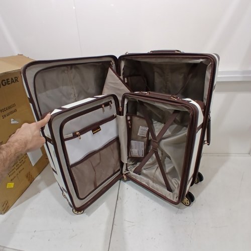 2PC SWISS GEAR THE VINTAGE TRUNK SPINNER LUGGAGE SET - WHITE COFFEE (STYLE: SW46000049) image 8