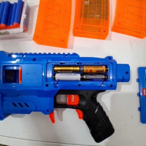 ZURU XSHOT MOTORIZED CLIP MANIA BLASTER WITH MULTI CHARGERS - BLUE AND ORANGE (STYLE: INSANITY) image 2