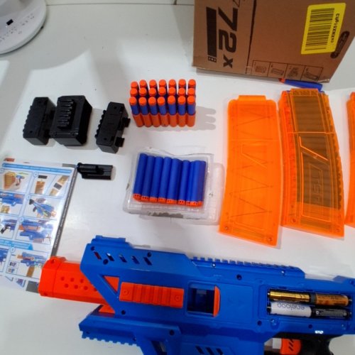 ZURU XSHOT MOTORIZED CLIP MANIA BLASTER WITH MULTI CHARGERS - BLUE AND ORANGE (STYLE: INSANITY) image 3