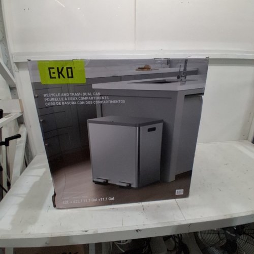 EKO ECOCASA PLUS DUAL COMPARTMENT STEP TRASH CAN WITH REMOVABLE LINERS - 42L PER SIDE (84L TOTAL) - GREY/BLACK (MODEL: 1925451) image 5