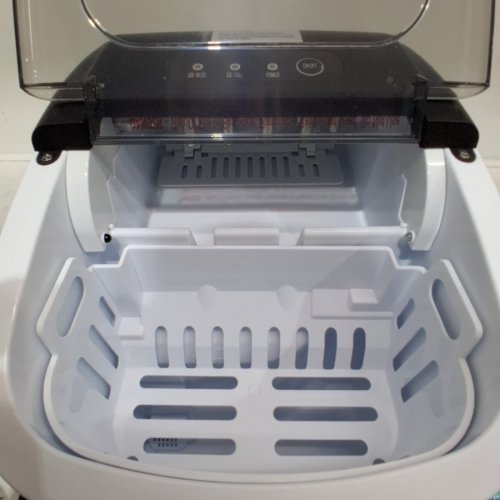 EUHOMY COUNTERTOP ICE MAKER MACHINE WITH HANDLE, BASKET AND SCOOP - MAKES 26LB/DAY - BLACK (MODEL: IM001-BBL-CAEH) image 4