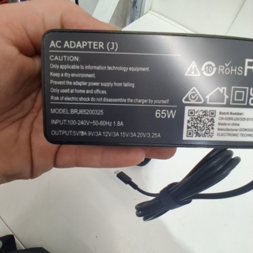 UNBRANDED USB-C AC ADAPTER - 65W, 100-240V INPUT - 5V TO 20V OUTPUT (MODEL: BRJ65B200325) image 3