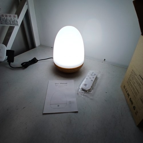 OYADISIIOP MODERN DIMMABLE REMOTE CONTROL LIGHT THERAPY TABLE LAMP - WHITE / WOOD image 2