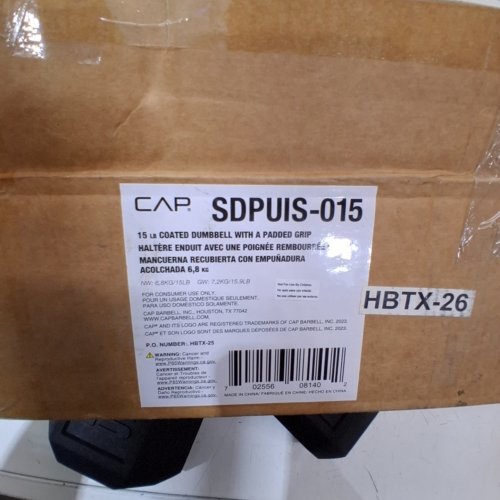 2PK CAP STRENGTH COATED DUMBBELL - 15 LBS - BLACK image 2