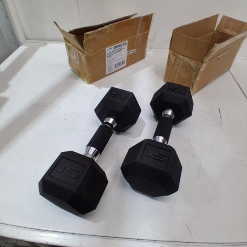 2PK CAP STRENGTH COATED DUMBBELL - 15 LBS - BLACK image 3