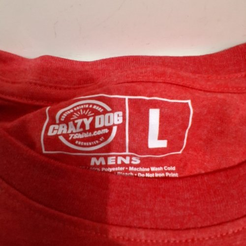 MEN'S CRAZY DOG GRAPHIC T-SHIRT - LARGE - RED image 3
