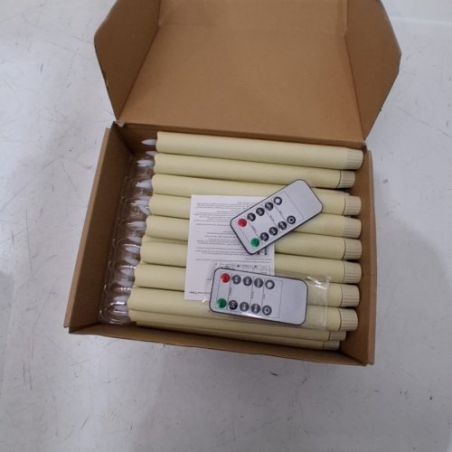 24PK CAKETYCG FLAMELESS TAPER LED CANDLES - 9" - WHITE (MODEL: RXZER23) image 3