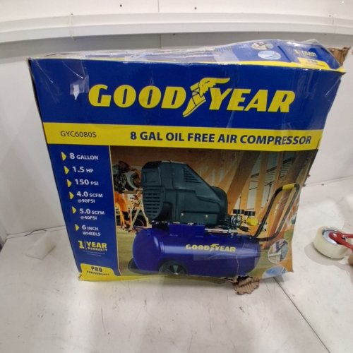 GOODYEAR HORIZONTAL PORTABLE ELECTRIC AIR COMPRESSOR - 150PSI - 8 GAL - BLUE (MODEL:GYC6080S) image 5