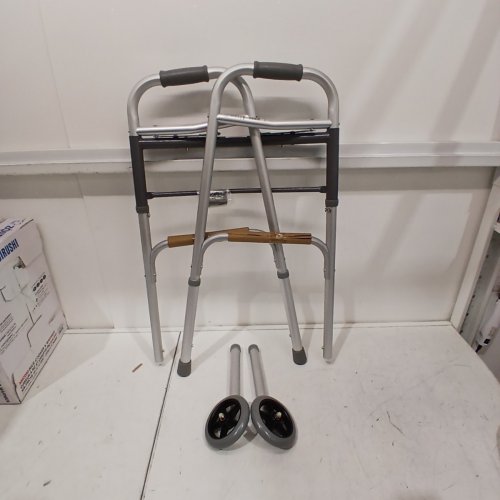 MEDLINE 2 BUTTON FOLDING WALKER 5'' WHEELS 300LB WEIGHT CAPACITY (MODEL:MDS86410W54H) image 2