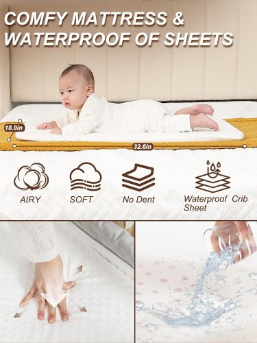 MINOBUB BABY BASSINET BEDSIDE SLEEPER - 4 ADJUSTABLE HEIGHTS - OFF WHITE (MODEL: PX001) image 2