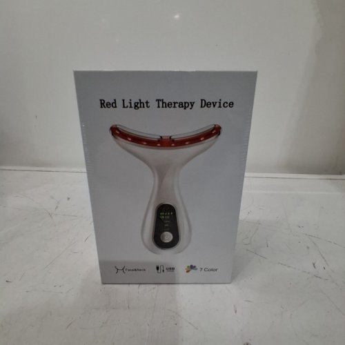 7 COLOR FACIAL AND NECK MASSAGER- 113°F HEAT, VIBRATION, CLEANSING FUNCTION - WHITE image 2