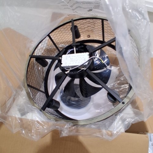 OHNIYOU 5-LIGHT FLUSH MOUNT FARMHOUSE STYLE CEILING LIGHT, VINTAGE CAGE DRUM WITH REVERSIBLE FAN - 60W, 20" DIAMETER (MODEL: GLXCF-016X) image 2