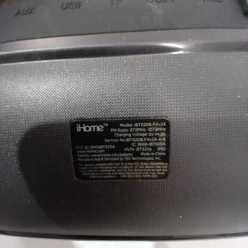 IHOME RECHARGEABLE / REMOTE CONTROL / COLOR-CHANGING SPLASHPROOF / BLUETOOTH BOOMBOX SPEAKER - BLACK (MODEL: IBT920B.EXV24) image 6