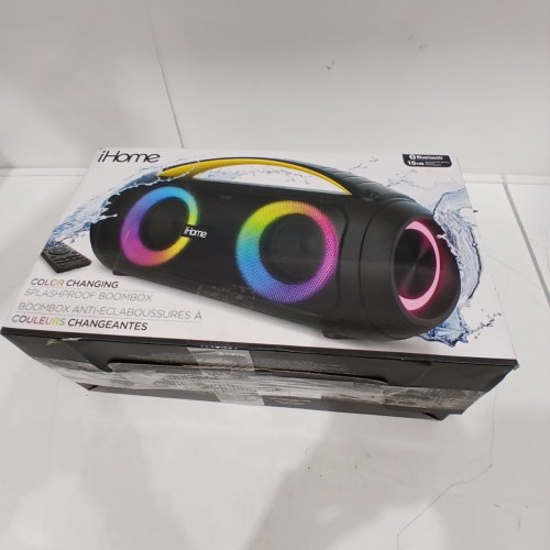 IHOME RECHARGEABLE / REMOTE CONTROL / COLOR-CHANGING SPLASHPROOF / BLUETOOTH BOOMBOX SPEAKER - BLACK (MODEL: IBT920B.EXV24) image 7
