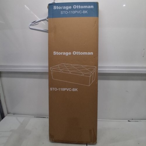 FOLDING STORAGE OTTOMAN BENCH - 43" - BLACK (MODEL: STO-110PVC-BK) image 2
