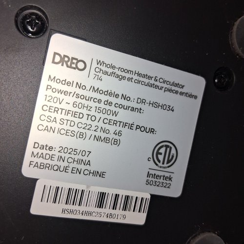 DREO WHOLE ROOM HEATER AND LONG-RANGE CIRCULATOR - 1500W - BLACK (MODEL: DR-HSH034) image 5