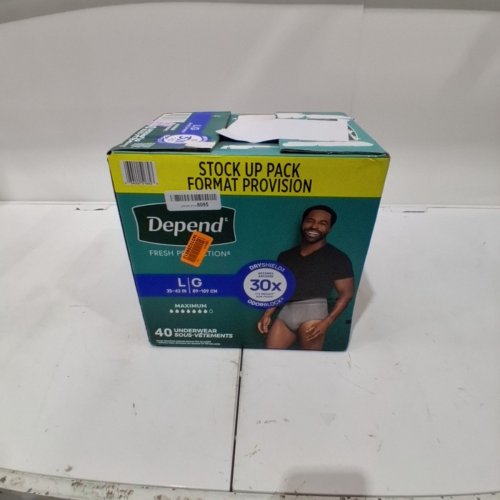 40PK MEN'S DEPEND FRESH PROTECTION INCONTINENCE UNDERWEAR - LARGE - GREY image 2