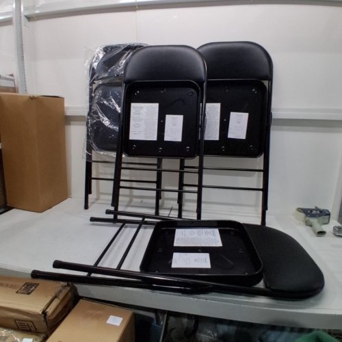4PK AMAZON BASICS COMFORTABLE VINYL PADDED STEEL FOLDING CHAIRS - 30.2" X 18.3" X 17.9" - 300LBS MAX - BLACK (MODEL: AMZ-30FC02S4-BK) image 2