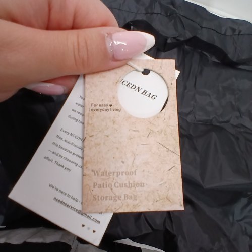 WATERPROOF PATIO CUSHION STORAGE BAG - APPROX 68" X 27" - BLACK image 2