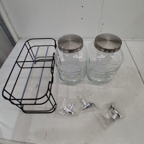 2PK GLASS DRINK DISPENSER FOR PARTIES WITH STAND AND STRAINER - 1GAL EACH - CLEAR image 2