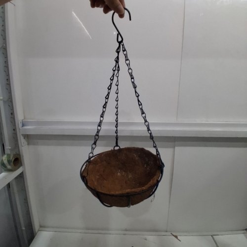 HANGING COCO FIBER PLANTER BASKET - 8" - BROWN/BLACK image 2