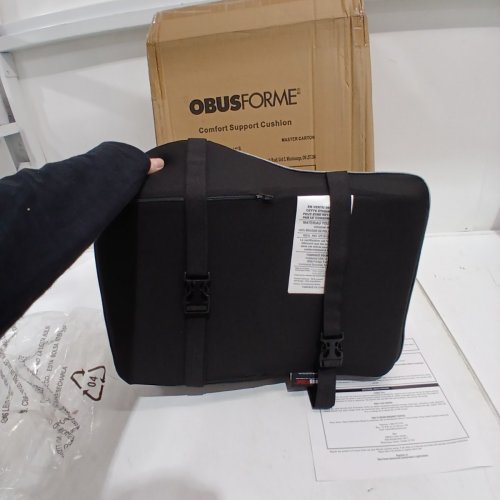OBUSFORME LUMBAR SUPPORT ERGONOMIC MEMORY FOAM BACK REST WITH DUAL ADJUSTABLE STRAPS - BLACK (MODEL: CU-BLKRM-CA) image 3