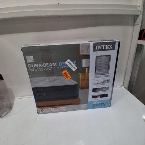 INTEX 64125ED DURA-BEAM PLUS FIBER-TECH AIR MATTRESS WITH BUILT-IN ELECTRIC PUMP - 18" H/ QUEEN - GREY (MODEL : AP619DP) image 3