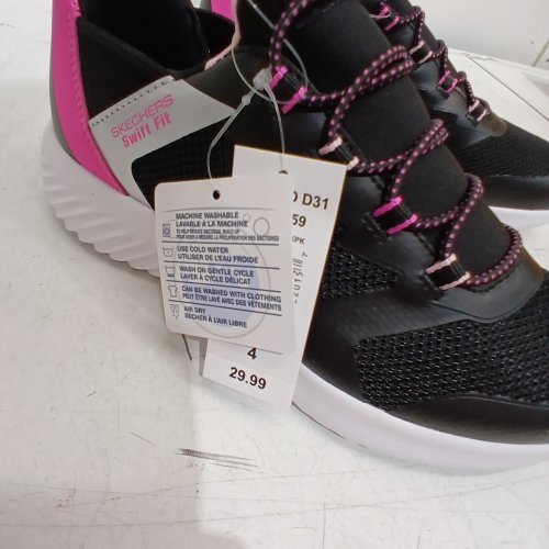 GIRL'S SKECHERS SWIFT FIT ATHLETIC SNEAKERS - SIZE 4 - BLACK / PURPLE (STYLE: 17300LCS) image 4