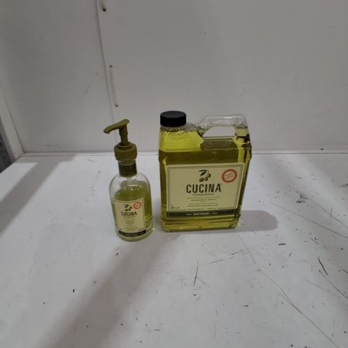2PC CUCINA CORIANDER & OLIVE TREE HAND SOAP REFILL AND PUMP DISPENSER - 1L REFILL AND 200 ML BOTTLE (MODEL: 2060782) image 3
