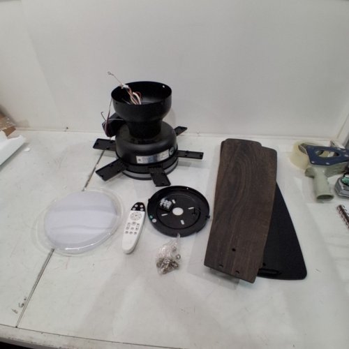 FLUSH MOUNT CEILING FAN WITH LIGHT REMOTE - 30W\ 52" - BLACK\BROWN image 3