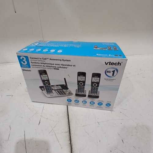 V-TECH 3-HANDSET PHONE SYSTEM WITH CONNECT TO CELL - BLACK & SILVER (MODEL: 1746198) image 3