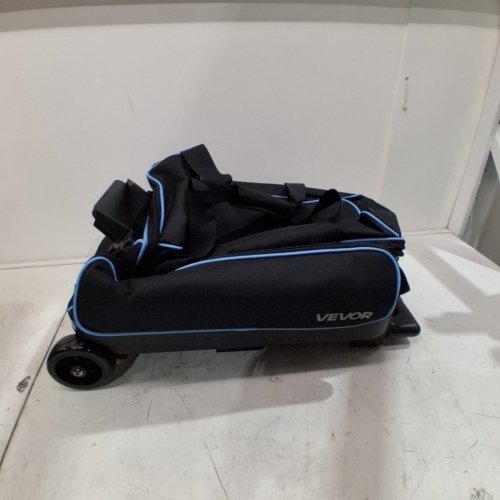 VEVOR 3 BALL DOUBLE ROLLER BOWLING BAG WITH WHEELS AND SEPARATE COMPARTMENT FOR SHOES - 31" X 15" - BLUE / BLACK image 2
