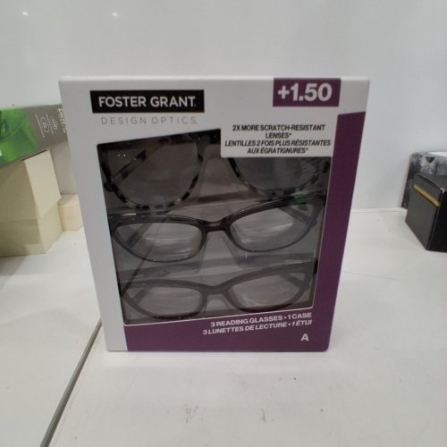 3PK FOSTER GRANT READING GLASSES WITH CASE - +1.50 - ASSORTED COLOURS image 4