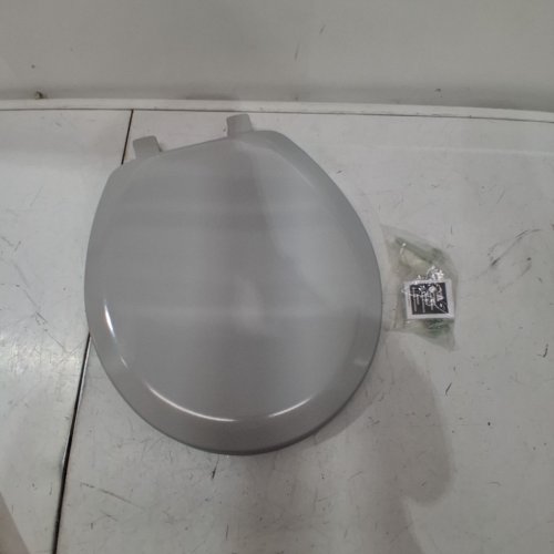 BEMIS MAYFAIR MOLDED WOOD ROUND TOILET SEAT WITH LIFT-OFF HINGES - SILVER (MODEL:41EC 162) image 3