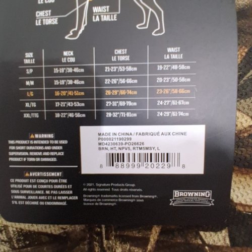DOG BROWNING REALTREE 5 MM NEOPRENE VEST - LARGE - CAMO image 2