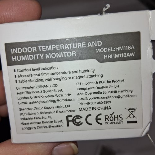 HARBOR HYGROMETER DIGITAL INDOOR TEMPERATURE & HUMIDITY MONITOR - WHITE (MODEL: HM118A) image 2