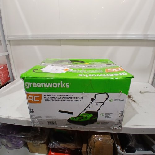 GREENWORKS CORDED ELECTRIC DETHATCHER & SCARIFIER WITH 2-IN-1 LAWN TOOL WITH STAINLESS STEEL TINES, 3-POSITION DEPTH ADJUSTMENT, QUICK-SWAP ATTACHMENTS, 7" WHEELS AND FOLDABLE HANDLES - 13 A 14" - GREEN / BLACK (MODEL:DT13B00) image 8