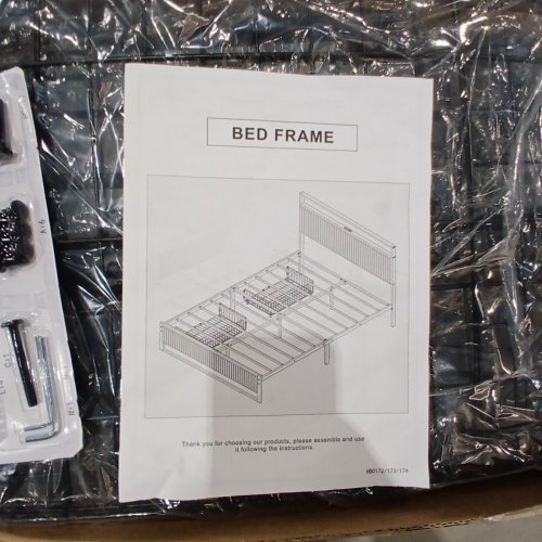 HAUSOURCE UPHOLSTERED PLATFORM BED FRAME WITH LED HEADBOARD, 2 STORAGE DRAWERS AND CHARGING STATION - QUEEN - BLACK (MODEL: HB0173) image 5