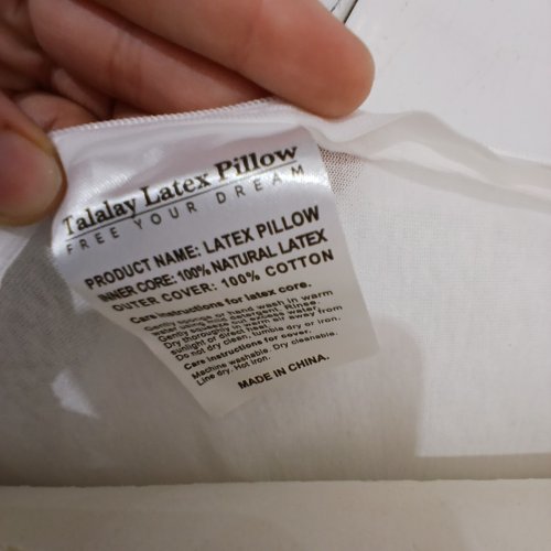 TALALAY LATEX PILLOW WITH REMOVEABLE COTTON COVER - KING - WHITE image 2