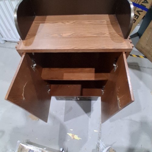 VAKIORN COMMERCIAL RECEPTION COUNTER STAND WITH SHELVES - BLACK/BROWN image 4