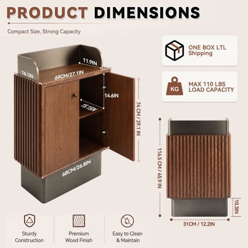 VAKIORN COMMERCIAL RECEPTION COUNTER STAND WITH SHELVES - BLACK/BROWN image 2